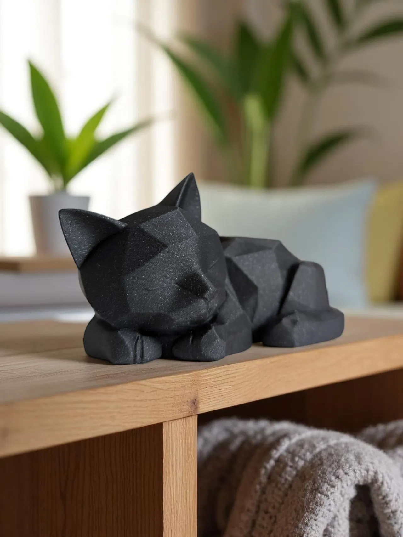 Cute Sleeping Low Poly Kitten (Support free) view 2
