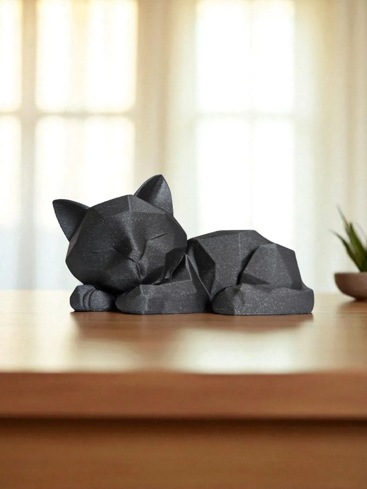 Cute Sleeping Low Poly Kitten (Support free) view 3
