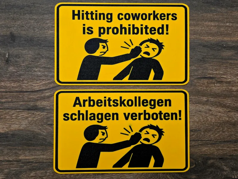 Arbeitskollegen schlagen verboten