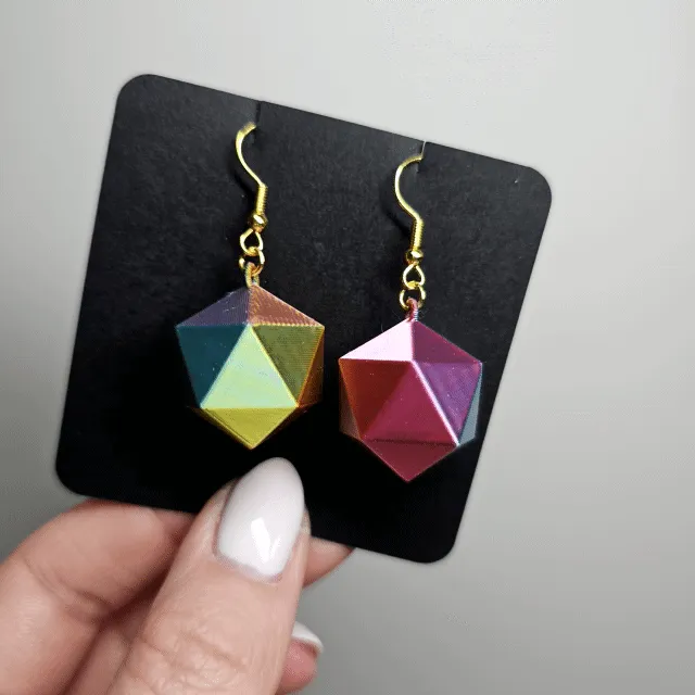 Icosahedron & Dodecahedron Polyhedral Earrings view 2