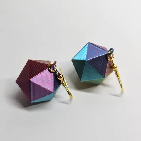 Icosahedron & Dodecahedron Polyhedral Earrings view 4