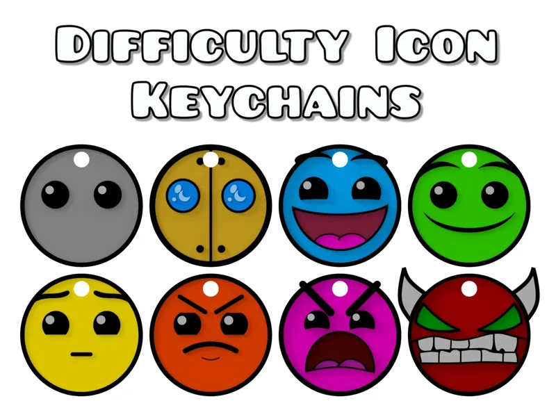 Geometry Dash Keychains (Minimal Waste)
