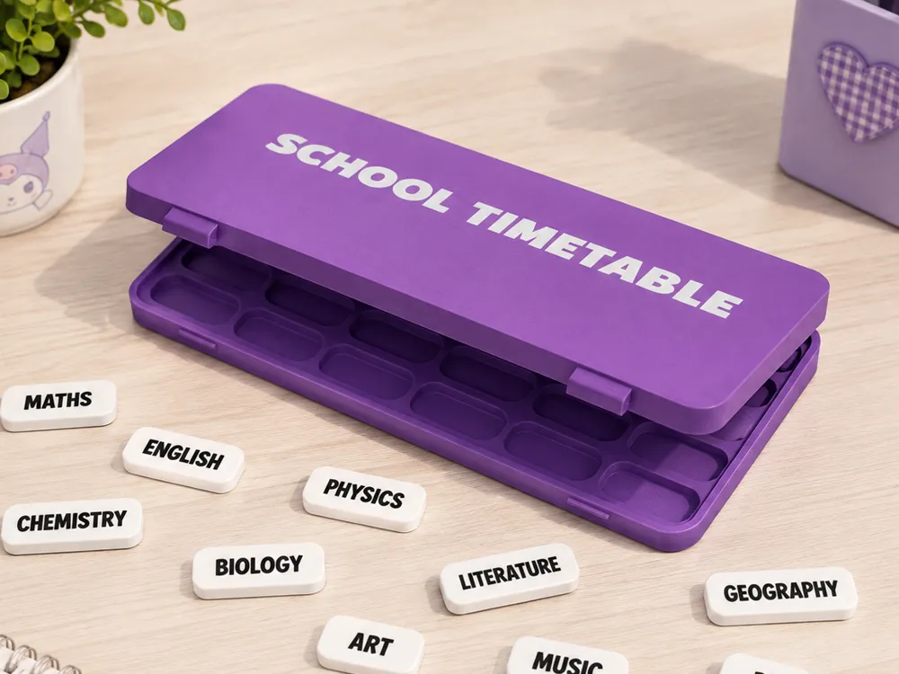 Caja o estuche: Foldable & Reconfigurable School Timetable Box. Referencia del modelo original.