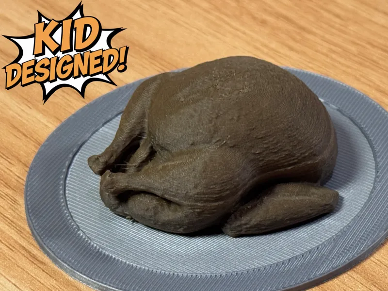 Realistic Cooked Turkey With Oval Serving Platter