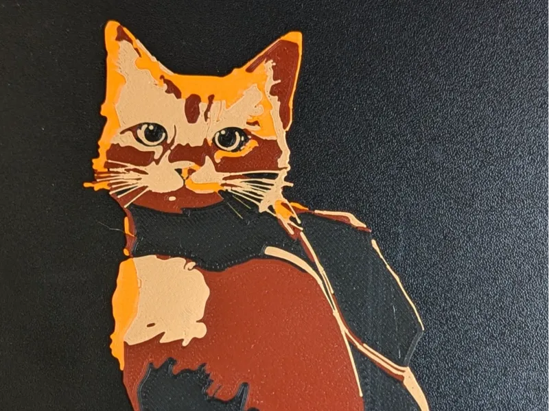 Stray Video Game Cat 4 colour sign print