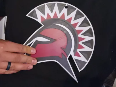 Large spartan head with mounting hole