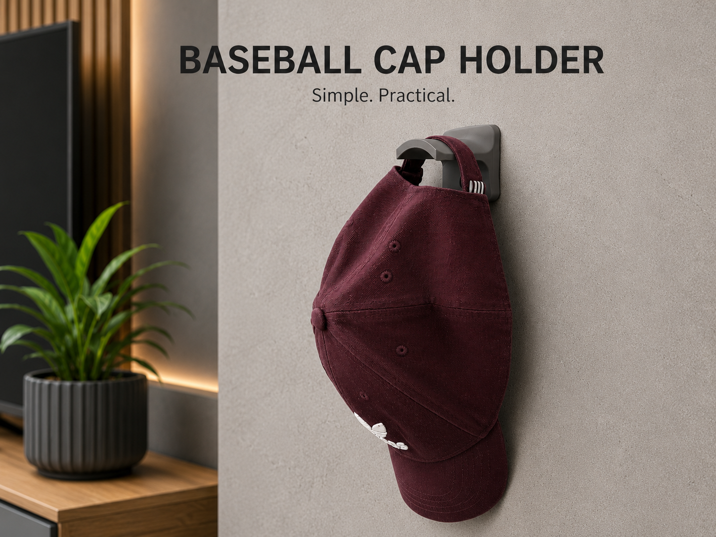 Baseball Cap Wall Mount Holder | Hat Organizer