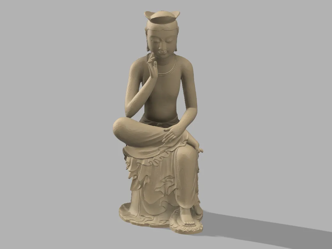 Bodhisattva pensif en bronze doré