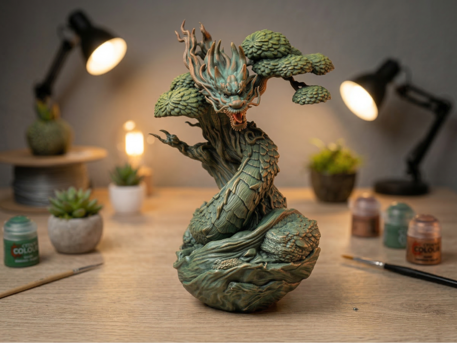 Ancient Dragon Bonsai Statue