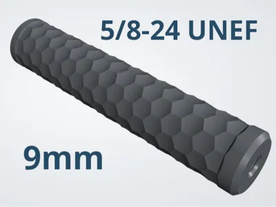 High Power Moderator Hexagon 9mm (5/8-24 UNEF)