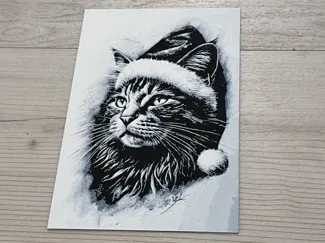 2D cat cute Christmas Santa hat hueforge Chroma