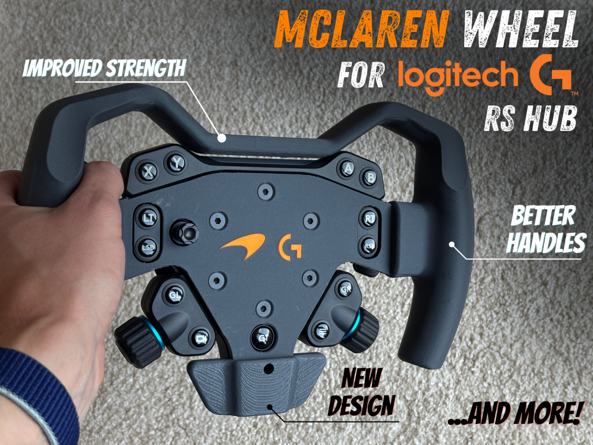 Logitech G RS Mclaren Wheel Addon - all printable!
