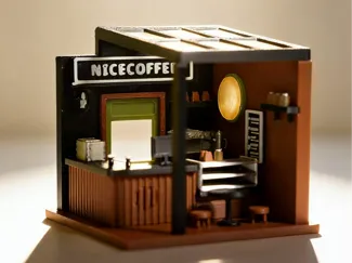 1：64咖啡店街景模型场景  Mini Coffee Store Model