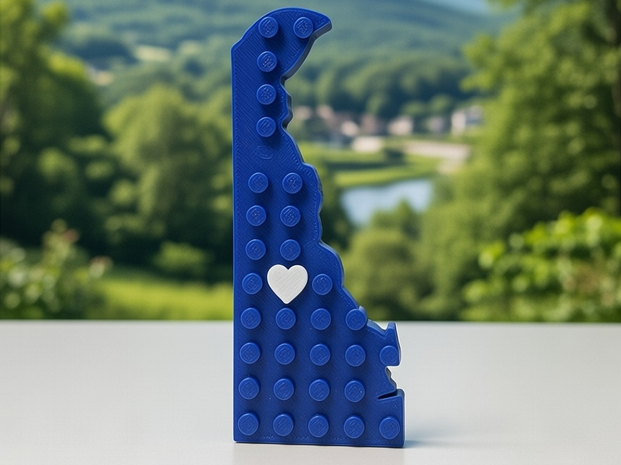 Delaware State Brick magnet with movable heart peg