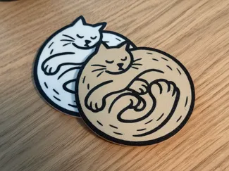 抽象手绘线条睡觉猫咪杯垫