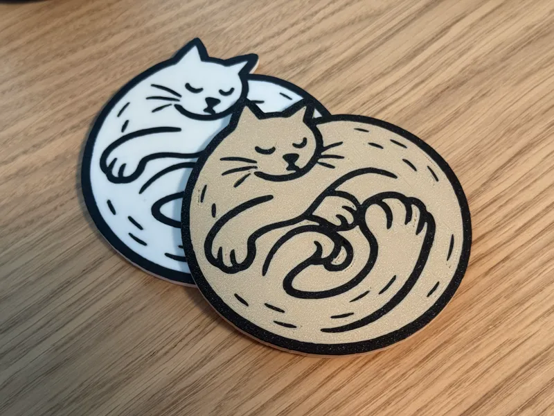 抽象手绘线条睡觉猫咪杯垫