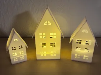 Minimalistic Winter Village House for Tealight