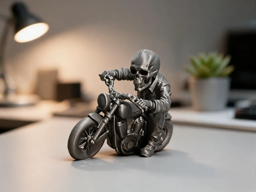Ledge SkulZ Motorcycle Skull Figure - Miniatures - PLA - 3D printed product