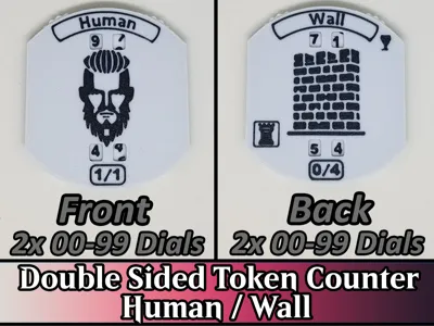 Double Sided MTG Token Counter Human / Wall