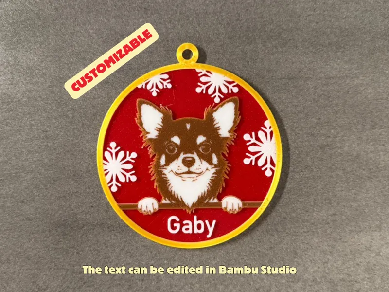 Long Coat Chihuahua Christmas Ornament
