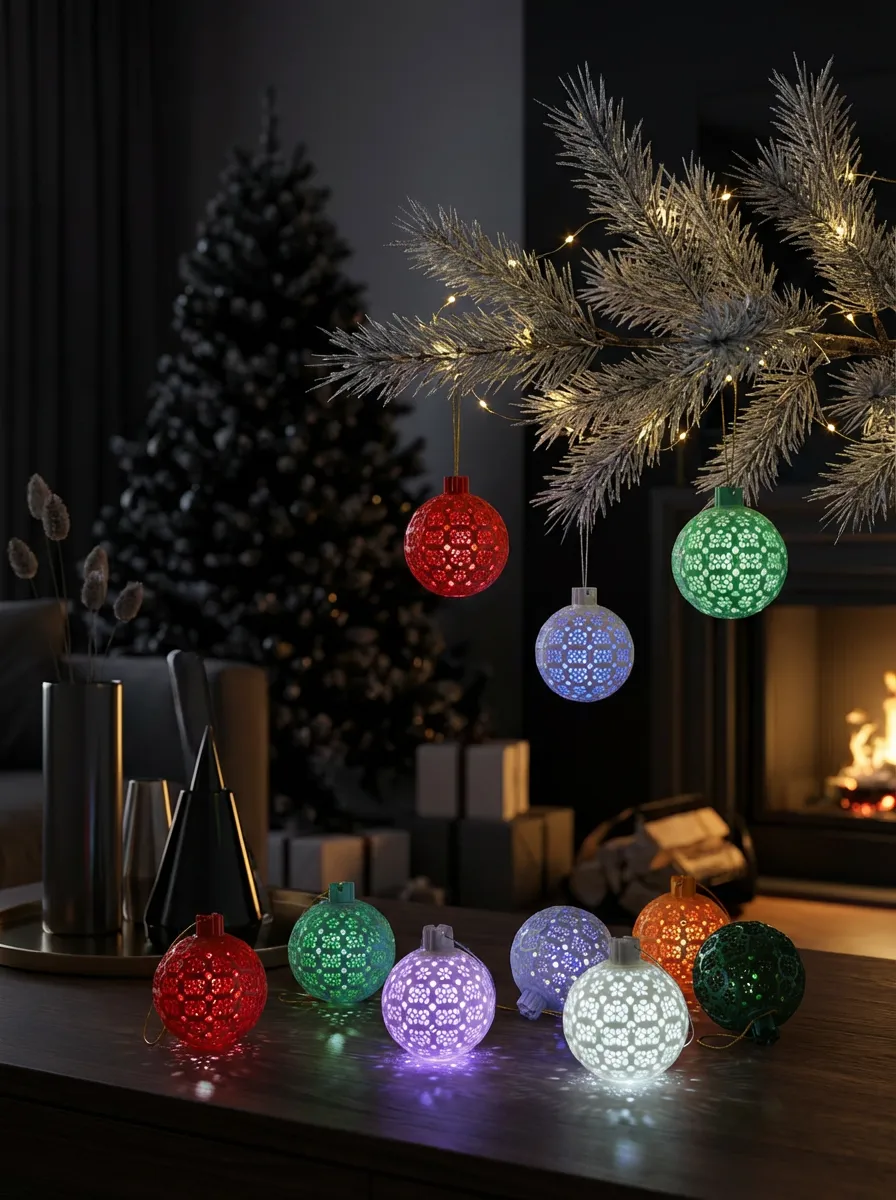 Geometrisches Weihnachtslicht-Ornament im besonderen Design, dekoratives Sammlerornament