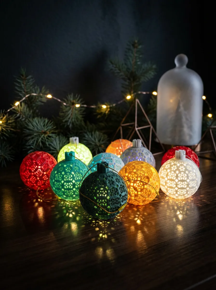 Geometrisches Weihnachtslicht-Ornament im besonderen Design, dekoratives Sammlerornament