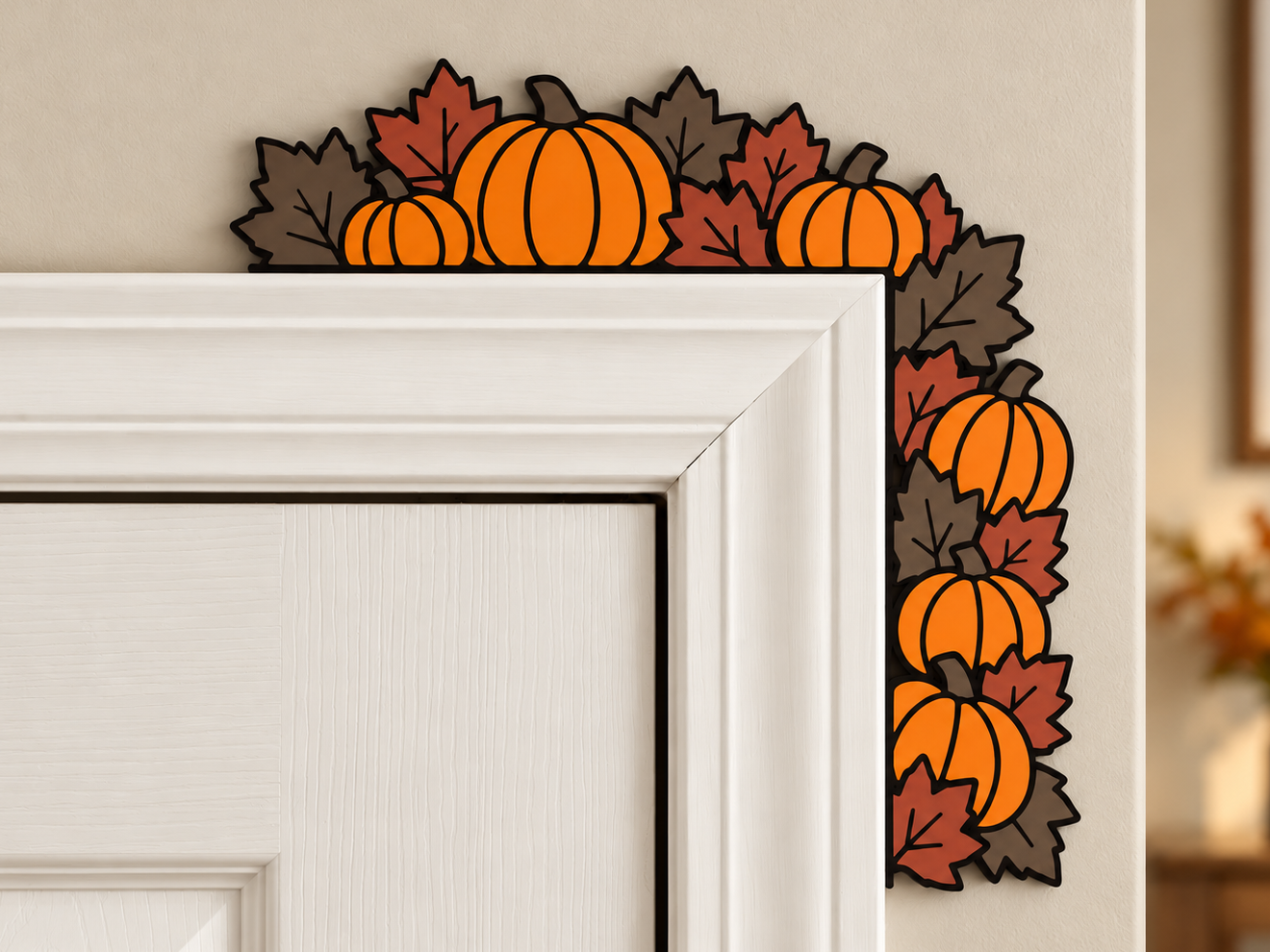 Fall Leaves + Pumpkins Door-Frame Corner Decor - 1