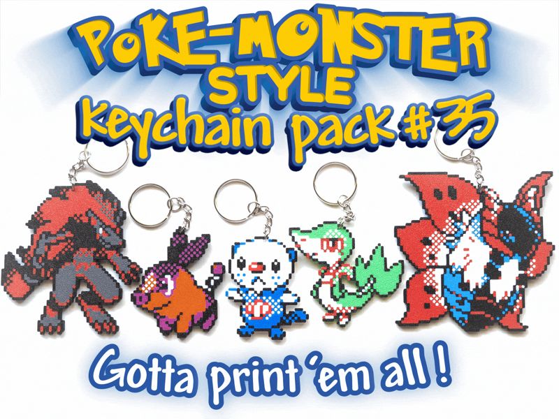 Poke-Monster Keychain Pack #35 - Oshawott, Tepig