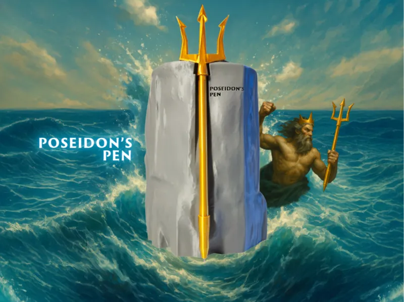 Poseidon's Trident Pen and Rock Base
