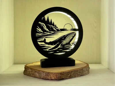 LED Ring Lamp v3 including frame with Whale-Hope design