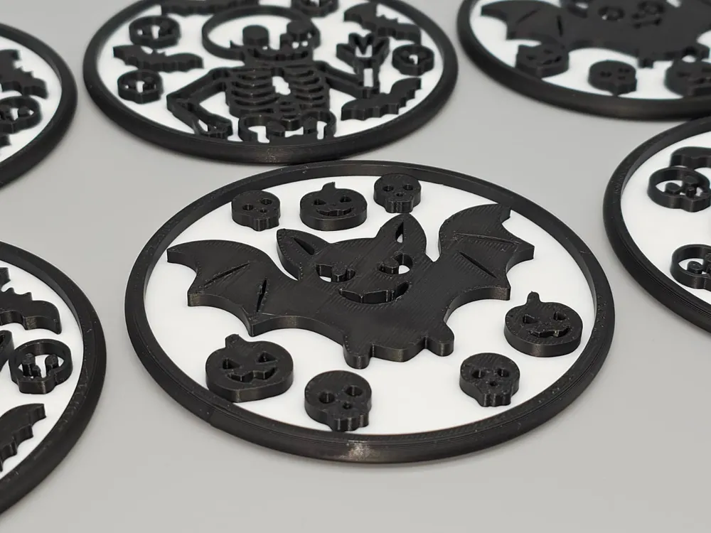 Halloween Coaster Set with Bat Holder (pumpkin...) by NextLayer By MR3D ...