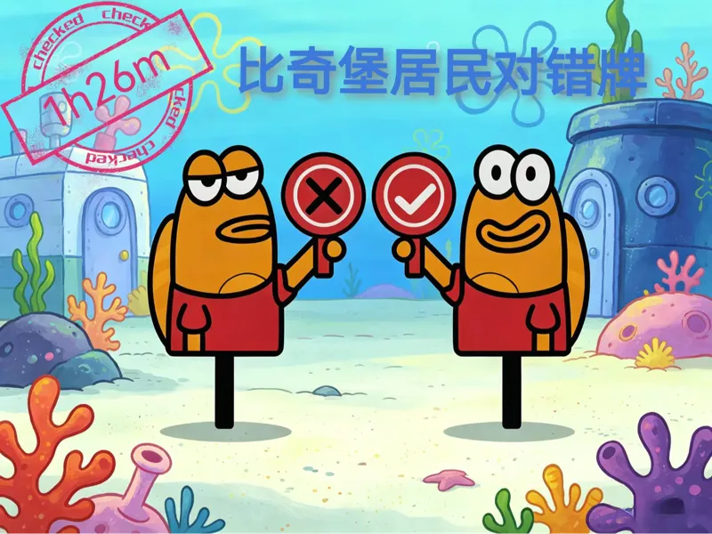 3款-比奇堡沙滩居民丑鱼对错牌-拍照打卡道具牌