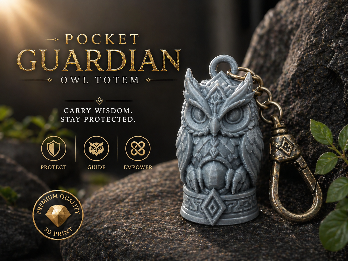Pocket Guardian Owl Keychain | Ultra Detail