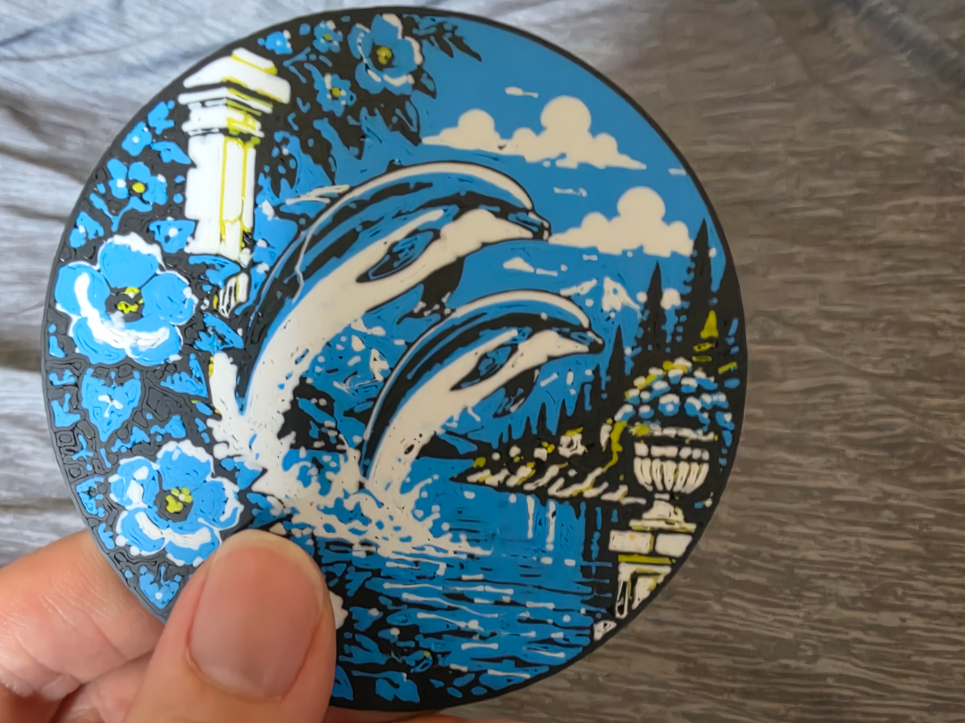 90mm round dolphin coaster 3D model