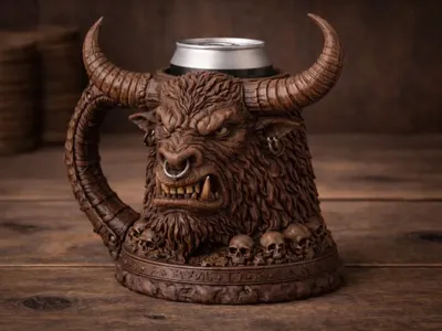 Minotaur Design Mug, Can Beer Mug DnD