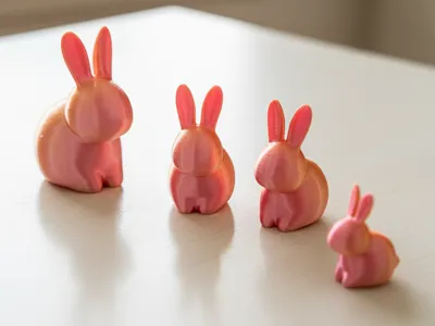 Cute Easter Bunnies, 4 Sizes Spring Decoration Set