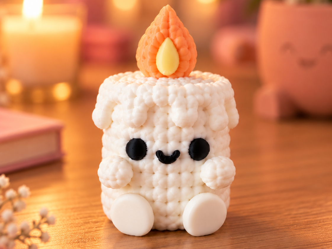 Knitted Candle - Cozy Winter Christmas Decor - 1