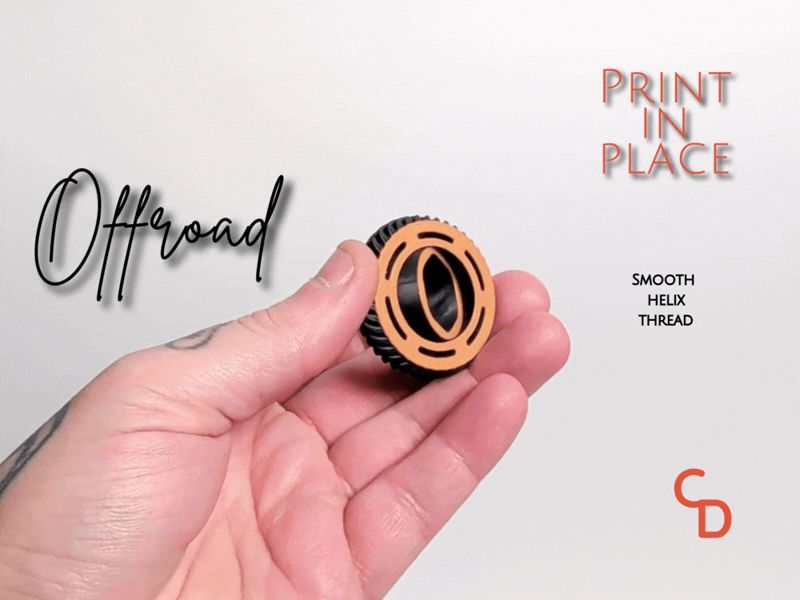 Offroad Fidget Ring, Rugged Print-in-Place Spinner