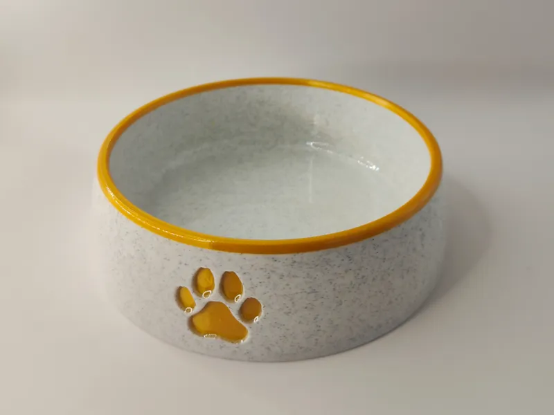 Pet bowl with paw design, feeder