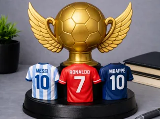 World Cup Trophy w/ Player Jerseys