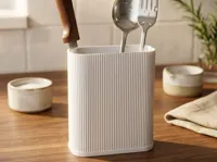 Minimalist Ribbed Utensil Holder & Cutlery Drying Caddy