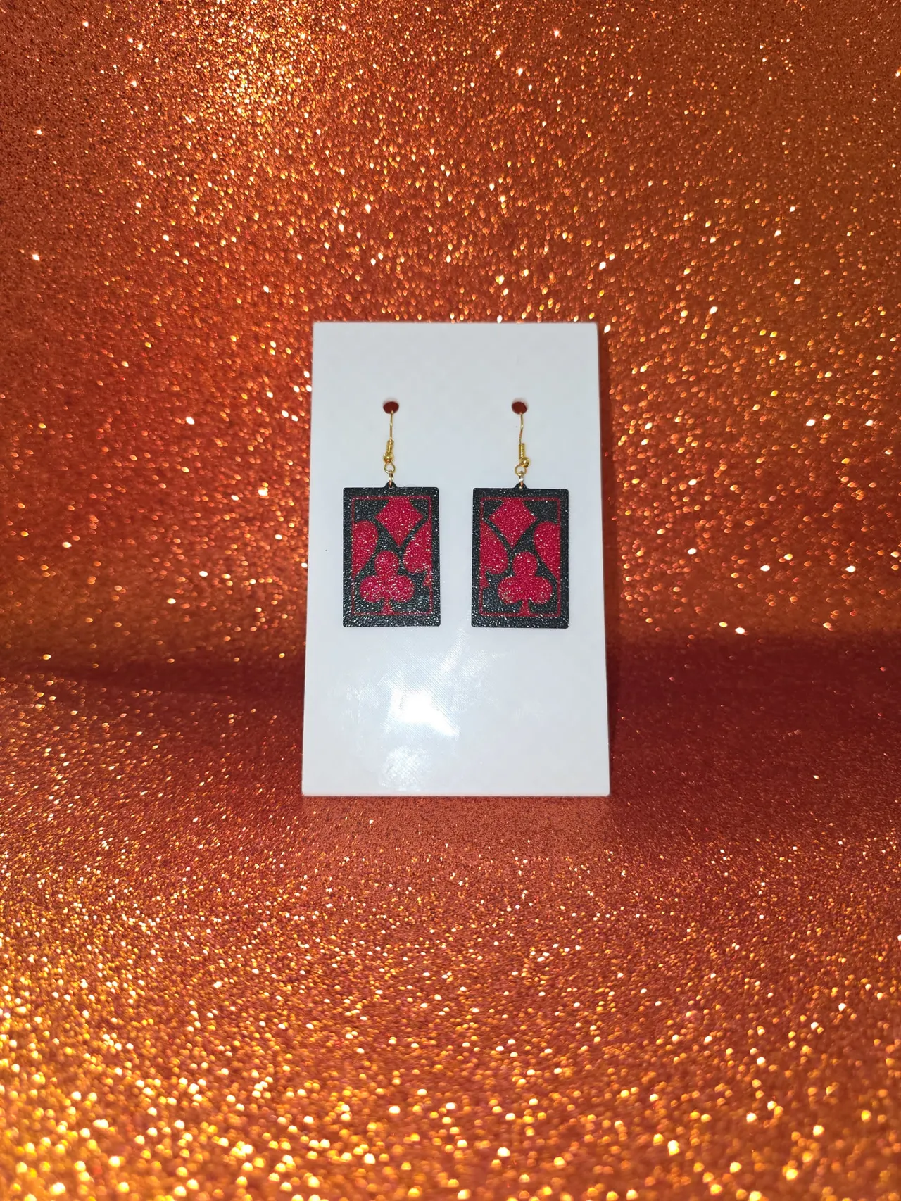 Playing card suite earrings view 2