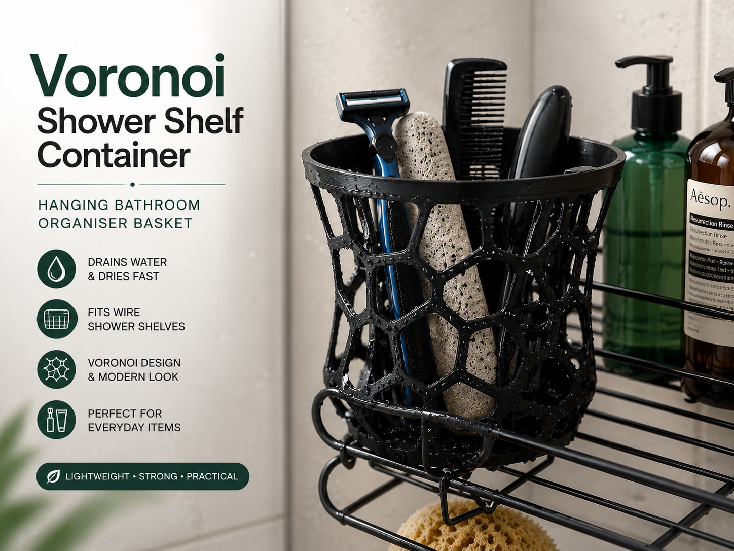 Voronoi Shower Shelf Container