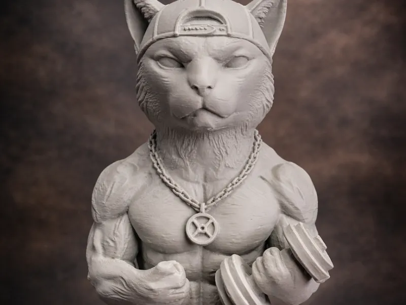Gymbro Cat Bust – Funny Fitness Statue