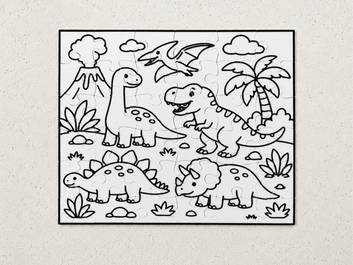 Cute Dinosaur Coloring Puzzle & Storage Box