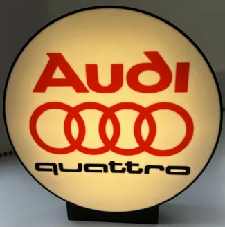 Lichtbox Audi Quattro mit Ringen