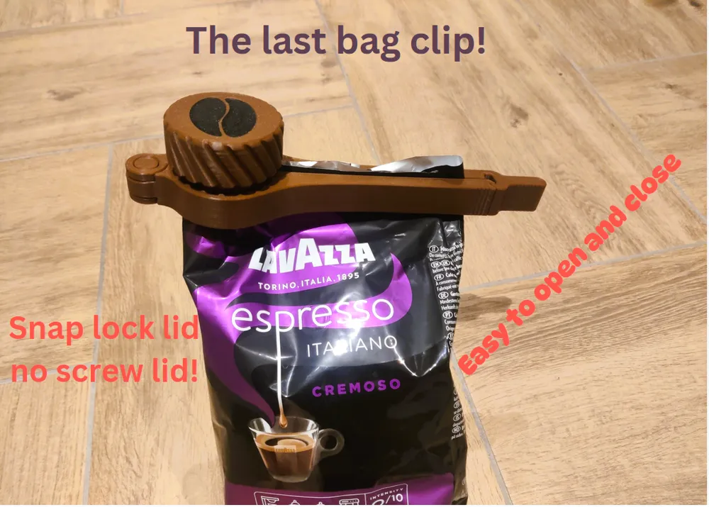 The final coffee bean bag clip for 1 kg *updated* by 3DPrototech