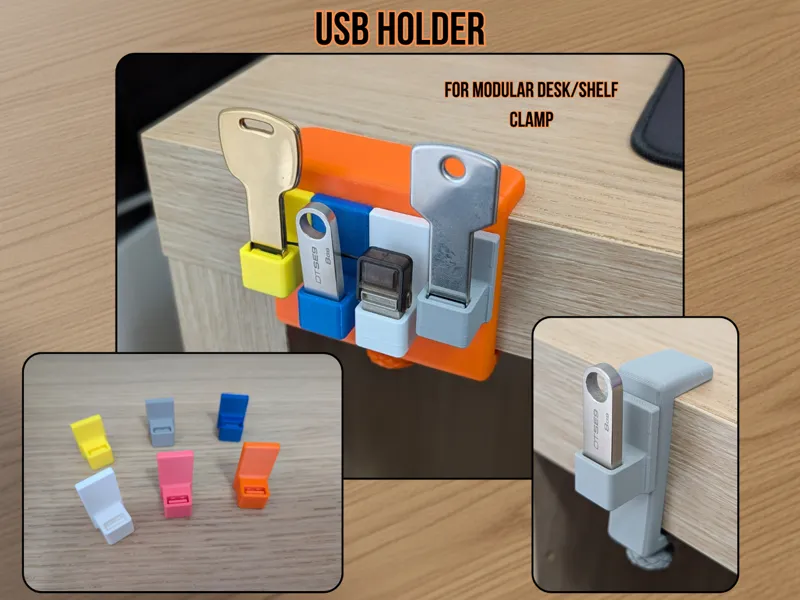USB holder for Modular Desk/Shelf Clamp