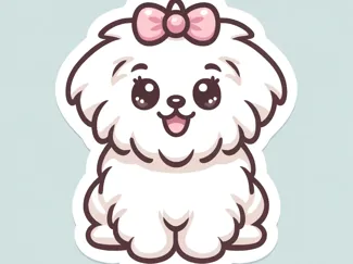 Cute white shih tzu girl with ribbon keychain