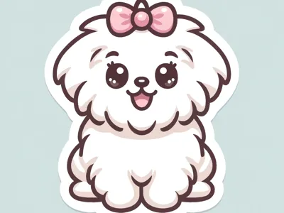 Cute white shih tzu girl with ribbon keychain
